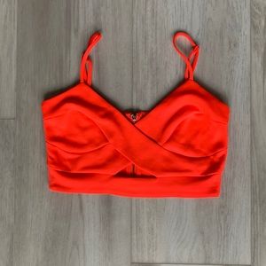 Bebe Spaghetti Strap Orange/Res Crop Top Size S